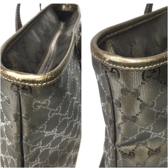 Authentic Gucci khaki green coated monogram canvas tote bag - Picture 15 of 16